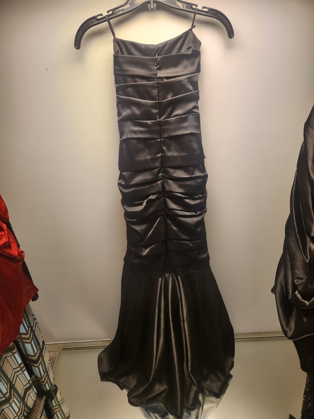 Black Satin Strapless Mermaid Gown - Picture 4 of 5